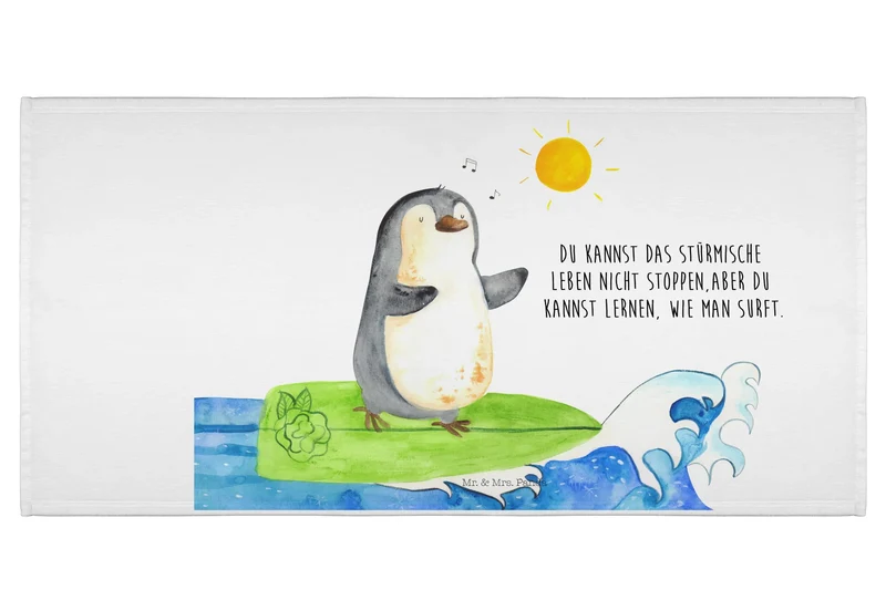 Handtuch Pinguin Surfer