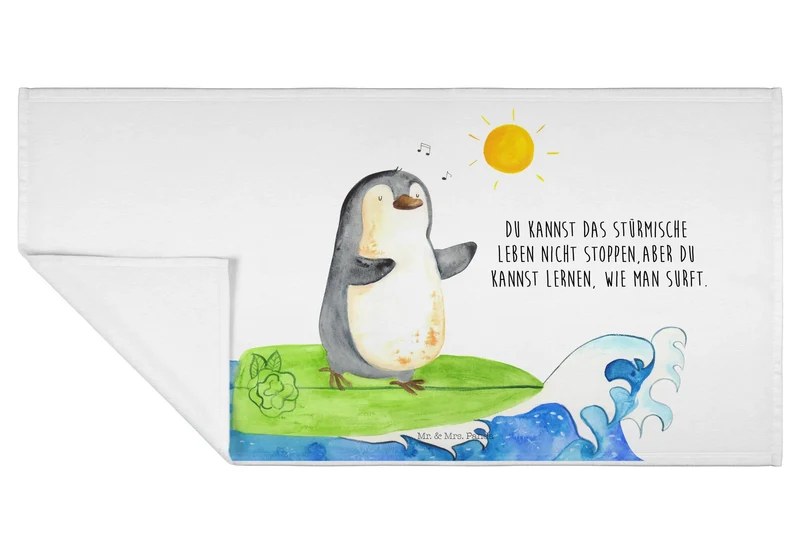 Handtuch Pinguin Surfer
