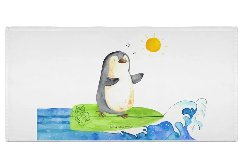 Handtuch Pinguin Surfer