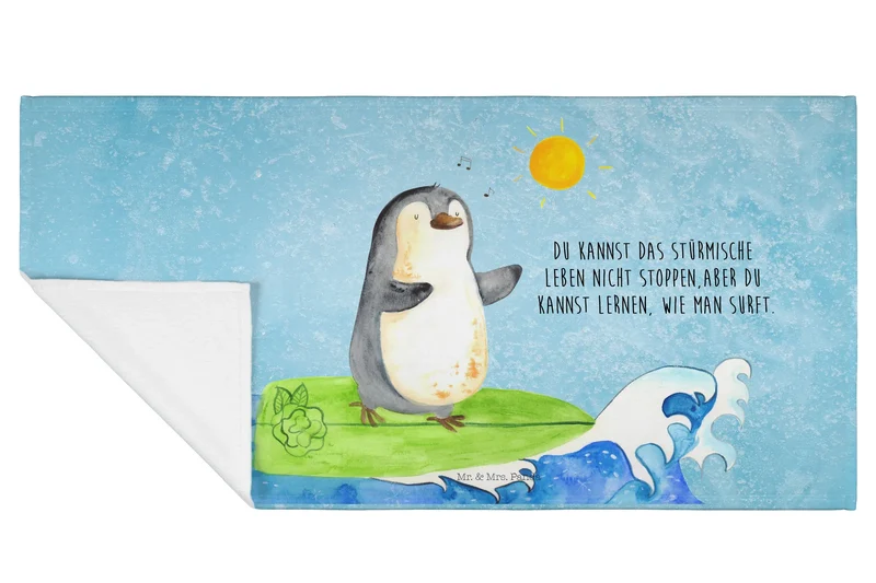 Handtuch Pinguin Surfer