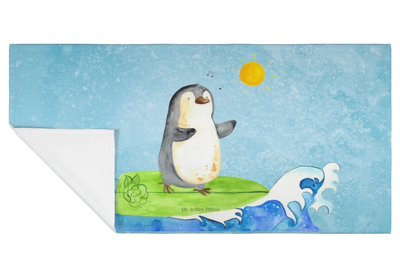 Handtuch Pinguin Surfer