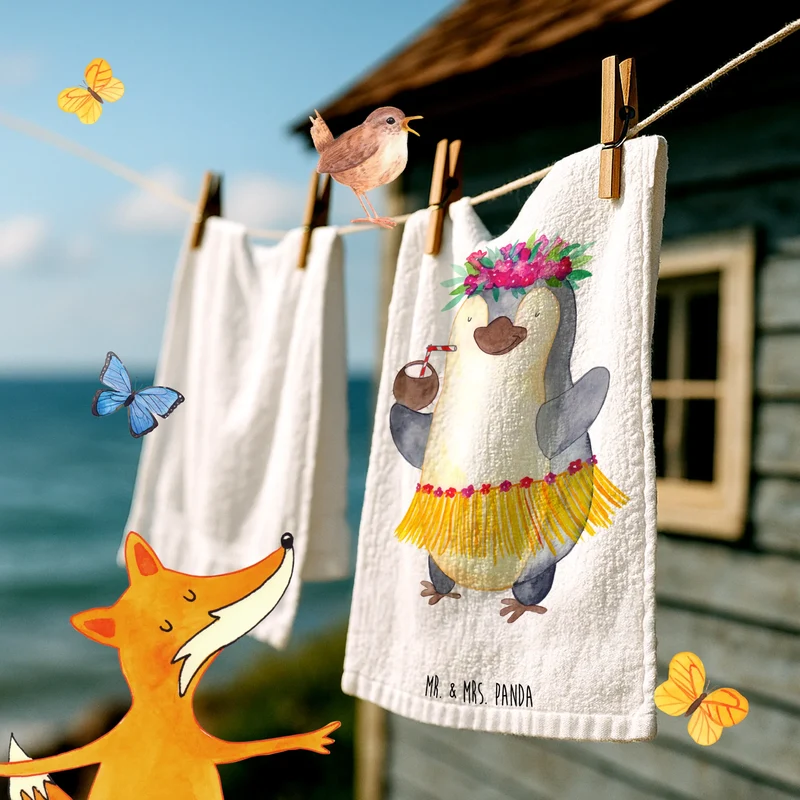 Gästehandtuch Pinguin Kokosnuss