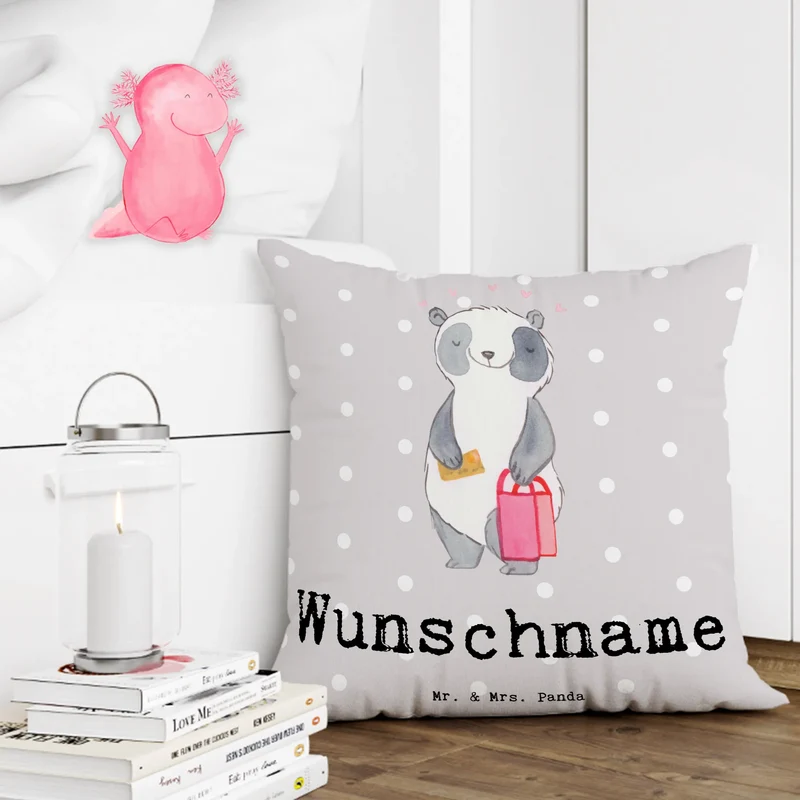 Personalisiertes Kissen Panda Beste Shoppingbegleitung der Welt