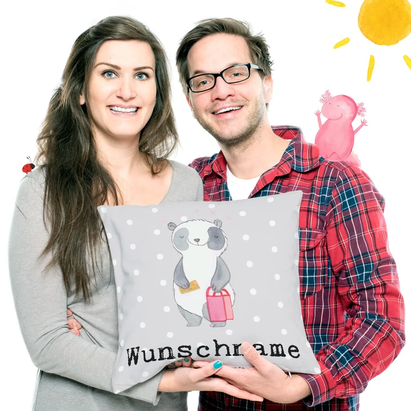 Personalisiertes Kissen Panda Beste Shoppingbegleitung der Welt