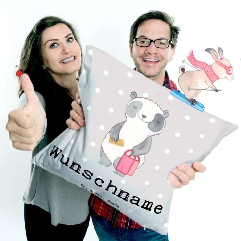 Personalisiertes Kissen Panda Beste Shoppingbegleitung der Welt