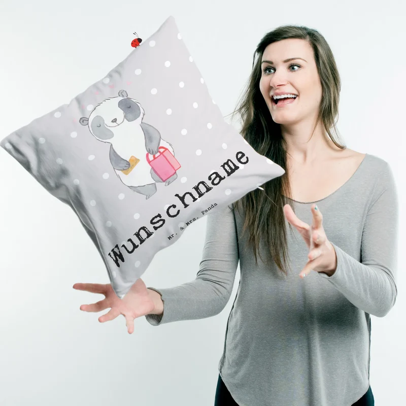Personalisiertes Kissen Panda Beste Shoppingbegleitung der Welt
