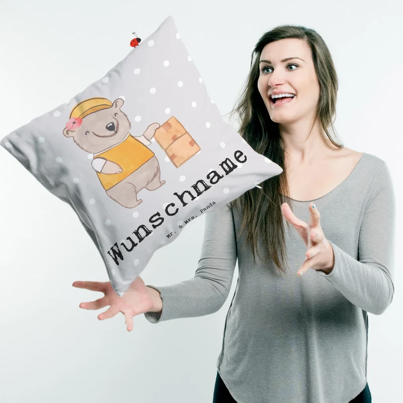 Personalisiertes Kissen Paketzustellerin Herz
