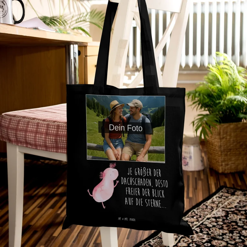 Personalisierte Foto Tragetasche Axolotl Tanzen