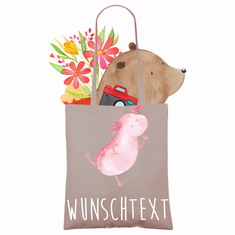 Personalisierte Foto Tragetasche Axolotl Tanzen