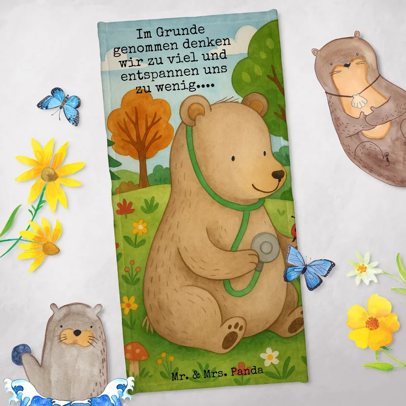 Badehandtuch Bär Arzt Design