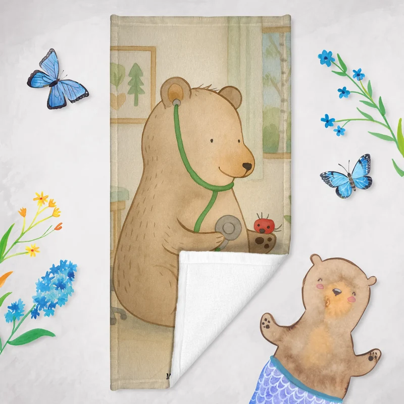 Badehandtuch Bär Arzt Design