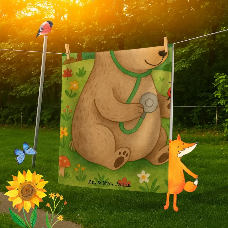 Badehandtuch Bär Arzt Design