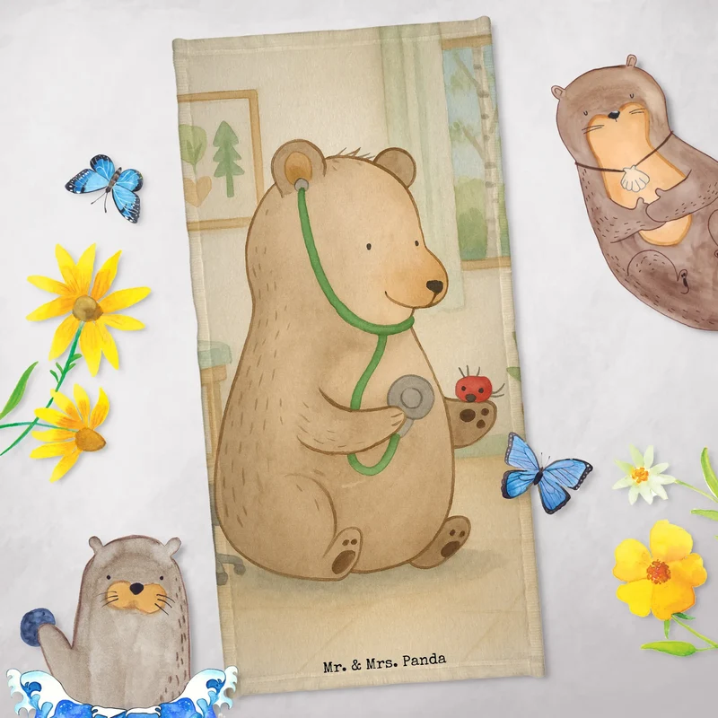 Badehandtuch Bär Arzt Design