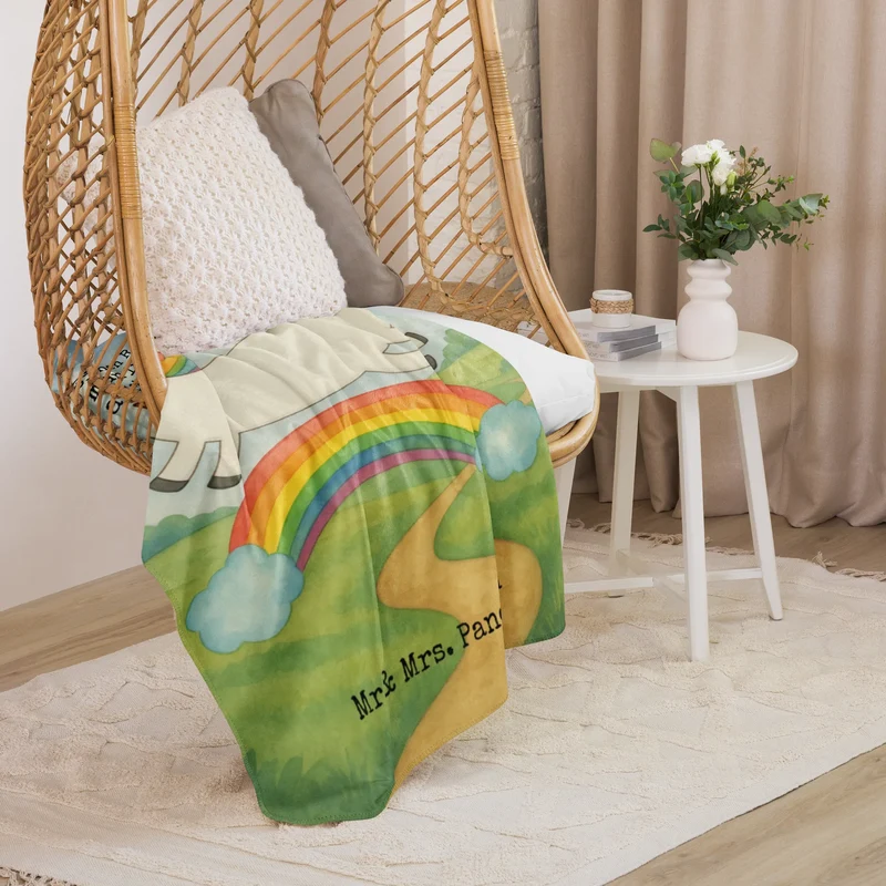 Sherpa Kuscheldecke Einhorn Regenbogen Design