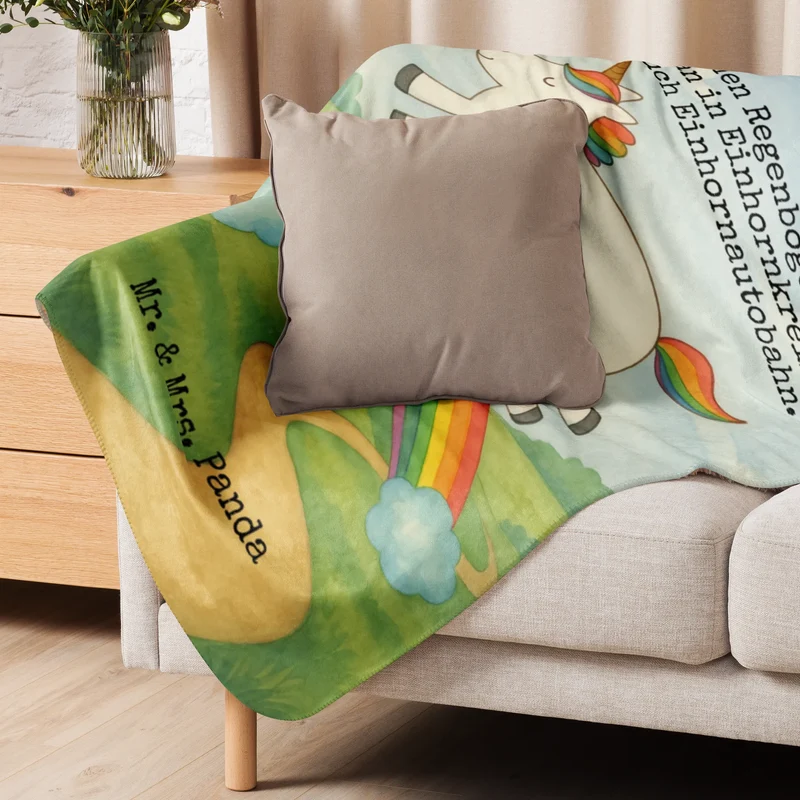 Sherpa Kuscheldecke Einhorn Regenbogen Design