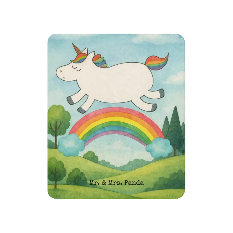 Sherpa Kuscheldecke Einhorn Regenbogen Design