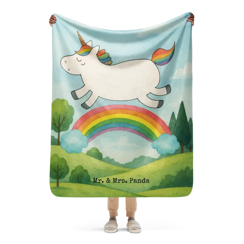 Sherpa Kuscheldecke Einhorn Regenbogen Design