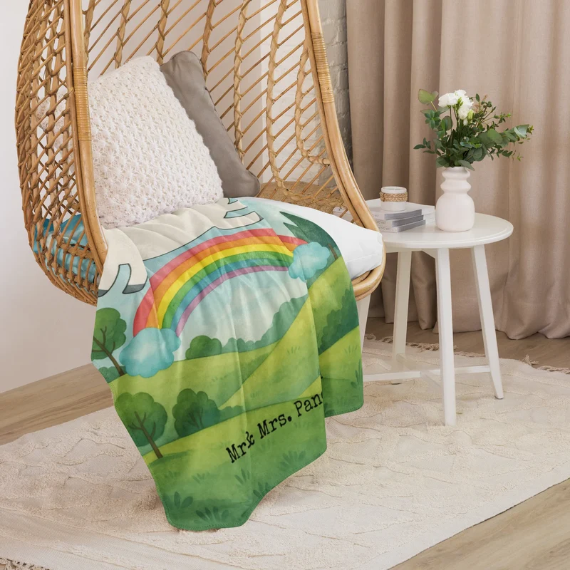 Sherpa Kuscheldecke Einhorn Regenbogen Design