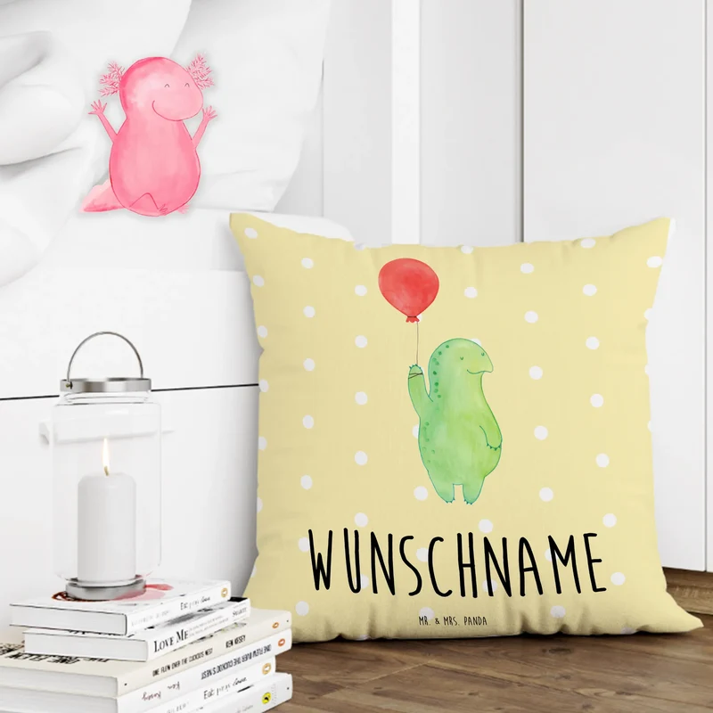 Personalisiertes Kissen Schildkröte Luftballon