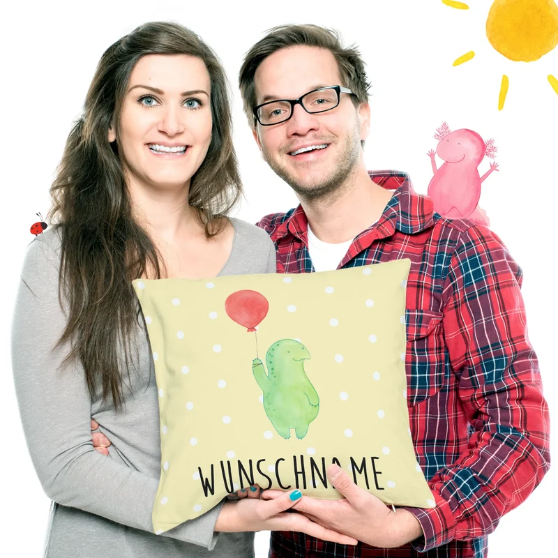 Personalisiertes Kissen Schildkröte Luftballon