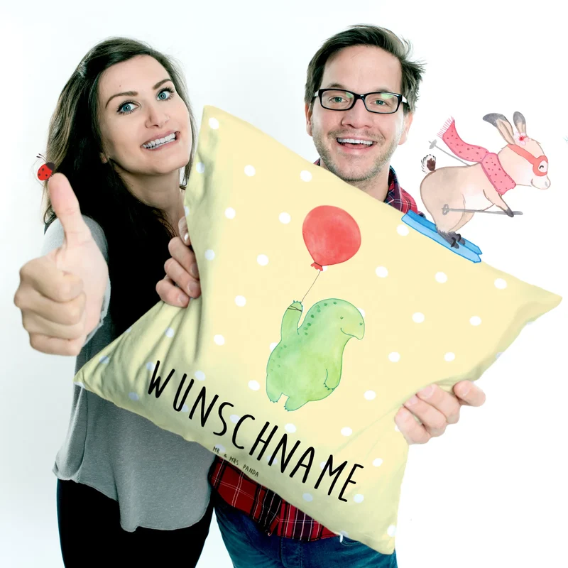Personalisiertes Kissen Schildkröte Luftballon