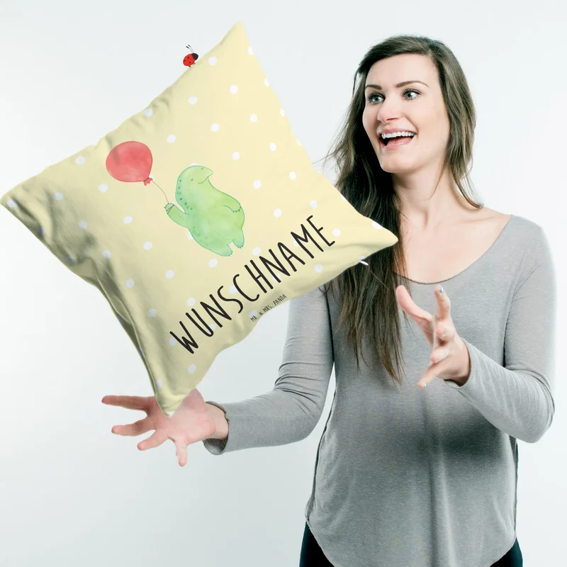 Personalisiertes Kissen Schildkröte Luftballon