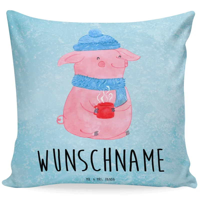 Personalisiertes Kissen Schweinchen Glühwein