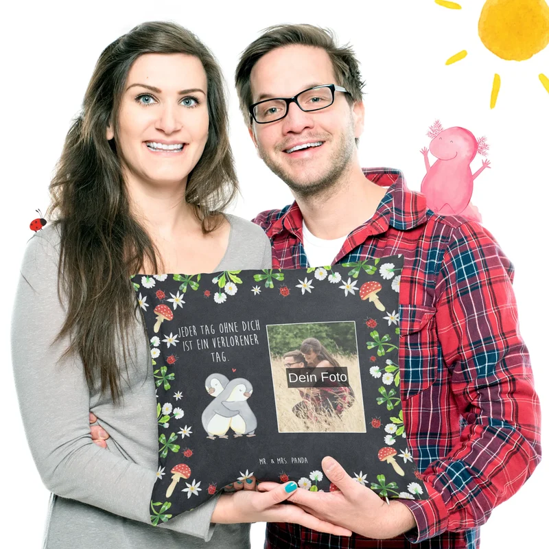 Personalisiertes Foto Kissen Pinguine Kuscheln