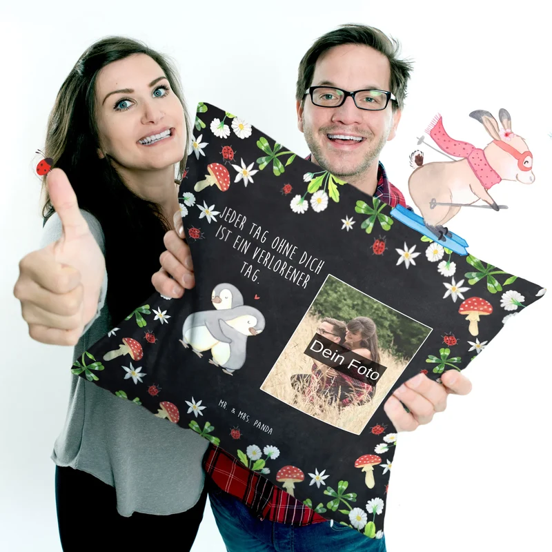 Personalisiertes Foto Kissen Pinguine Kuscheln
