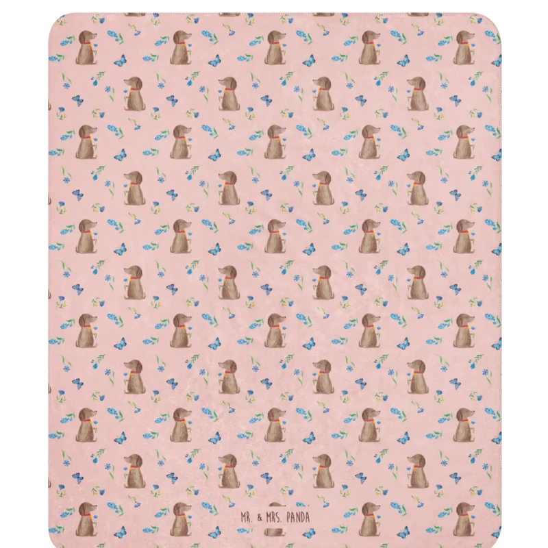 Sherpa Kuscheldecke Hund Blume Muster