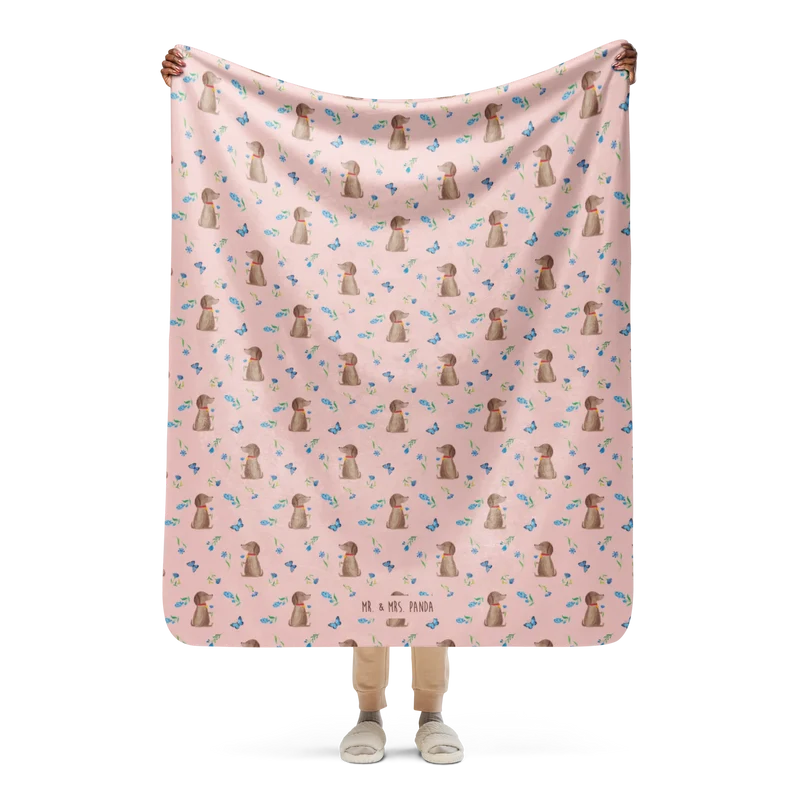 Sherpa Kuscheldecke Hund Blume Muster
