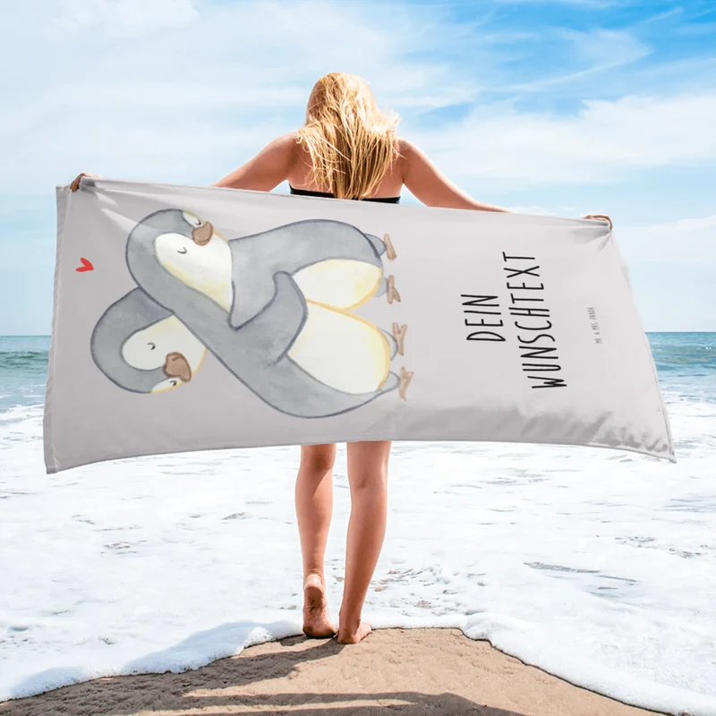 XXL Badehandtuch mit Namen Pinguine Kuscheln
