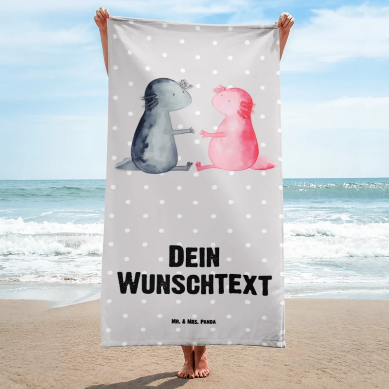 XXL Badehandtuch mit Namen Axolotl Liebe