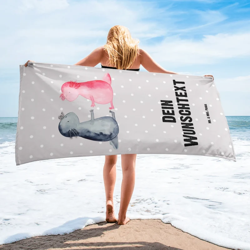 XXL Badehandtuch mit Namen Axolotl Liebe