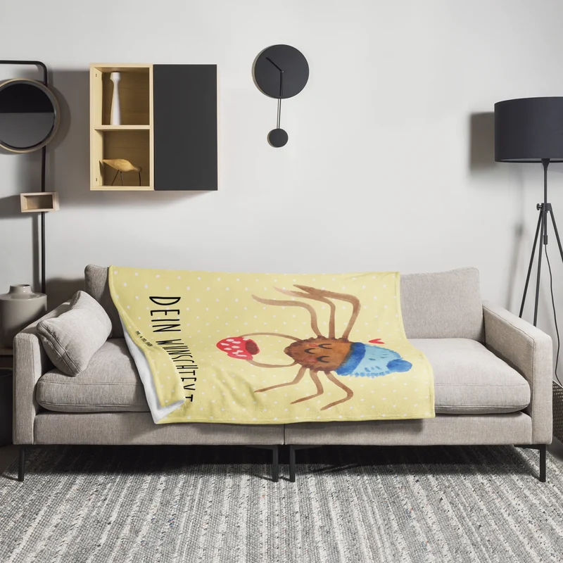 Personalisierte Decke Spinne Agathe Kaffee