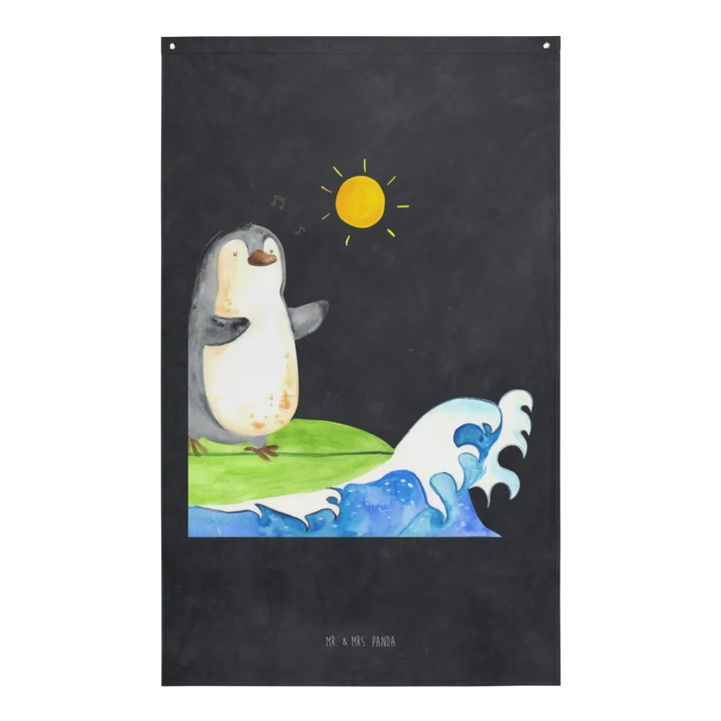 Wandteppich Pinguin Surfer