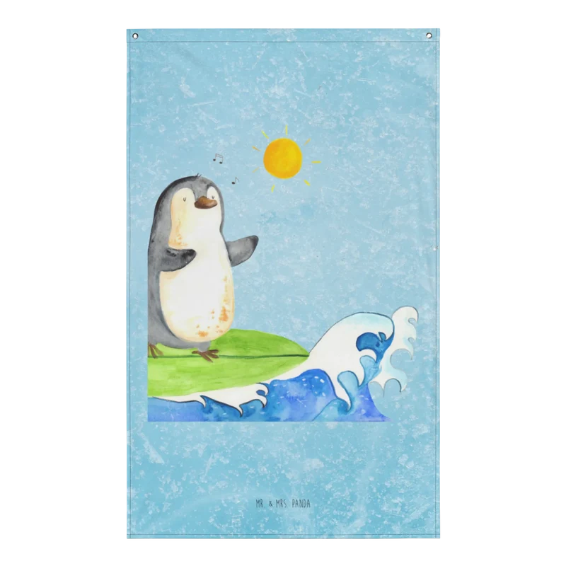 Wandteppich Pinguin Surfer