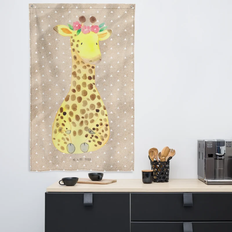 Wandteppich Giraffe Blumenkranz