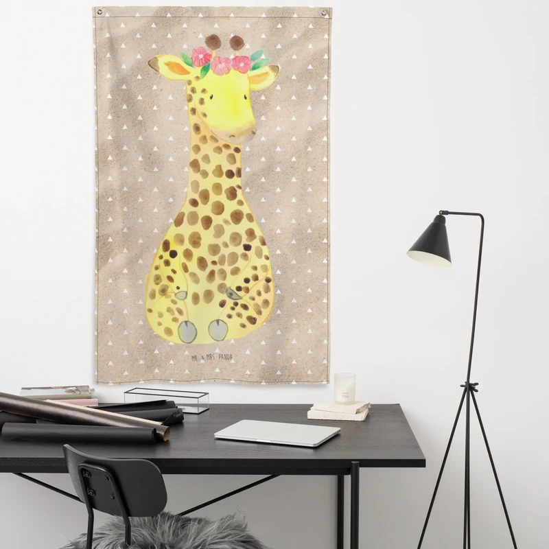Wandteppich Giraffe Blumenkranz