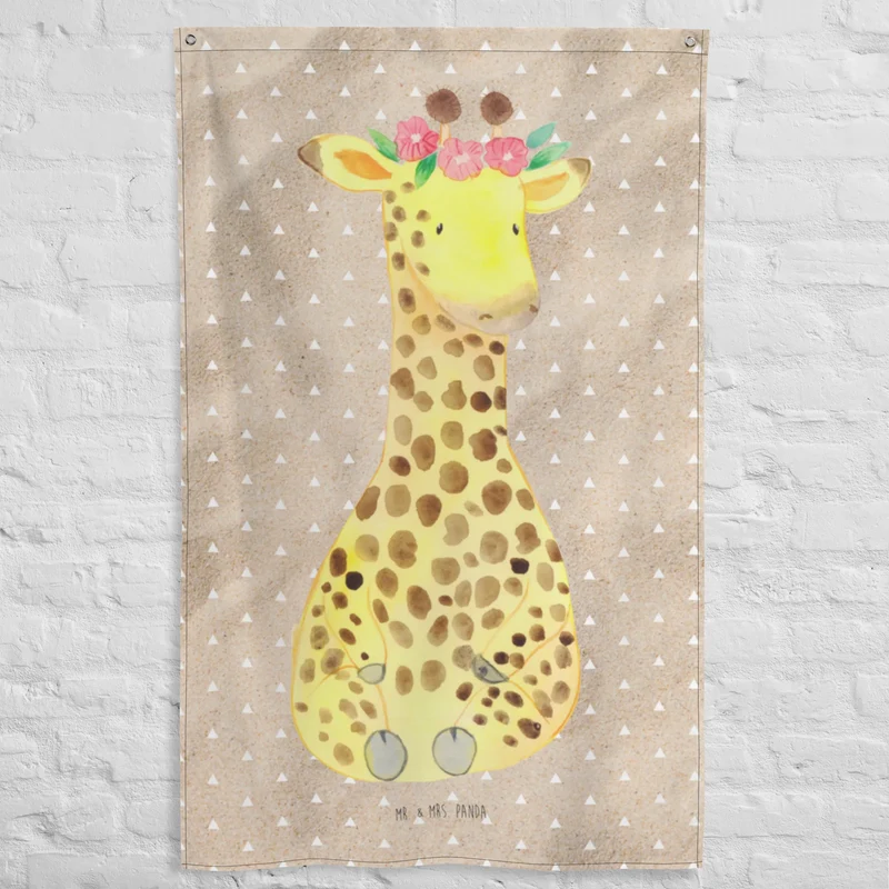 Wandteppich Giraffe Blumenkranz