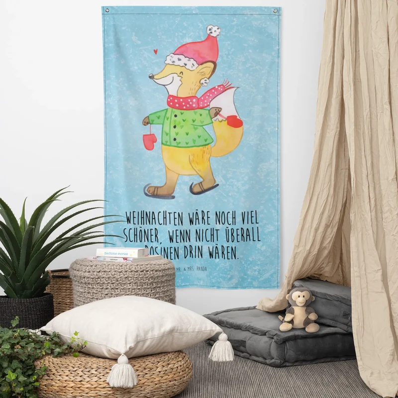 Wandteppich Fuchs Schlittschuhe