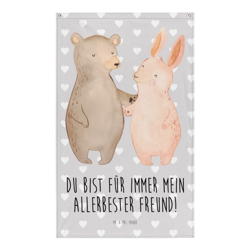 Wandteppich Bär und Hase Umarmen