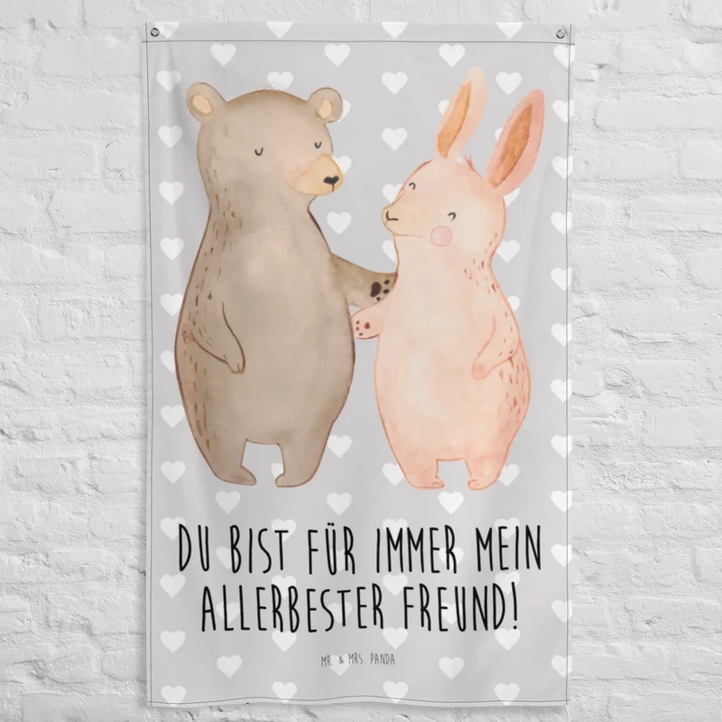 Wandteppich Bär und Hase Umarmen