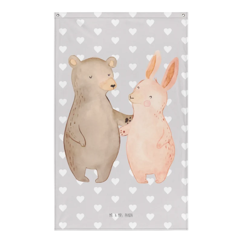 Wandteppich Bär und Hase Umarmen