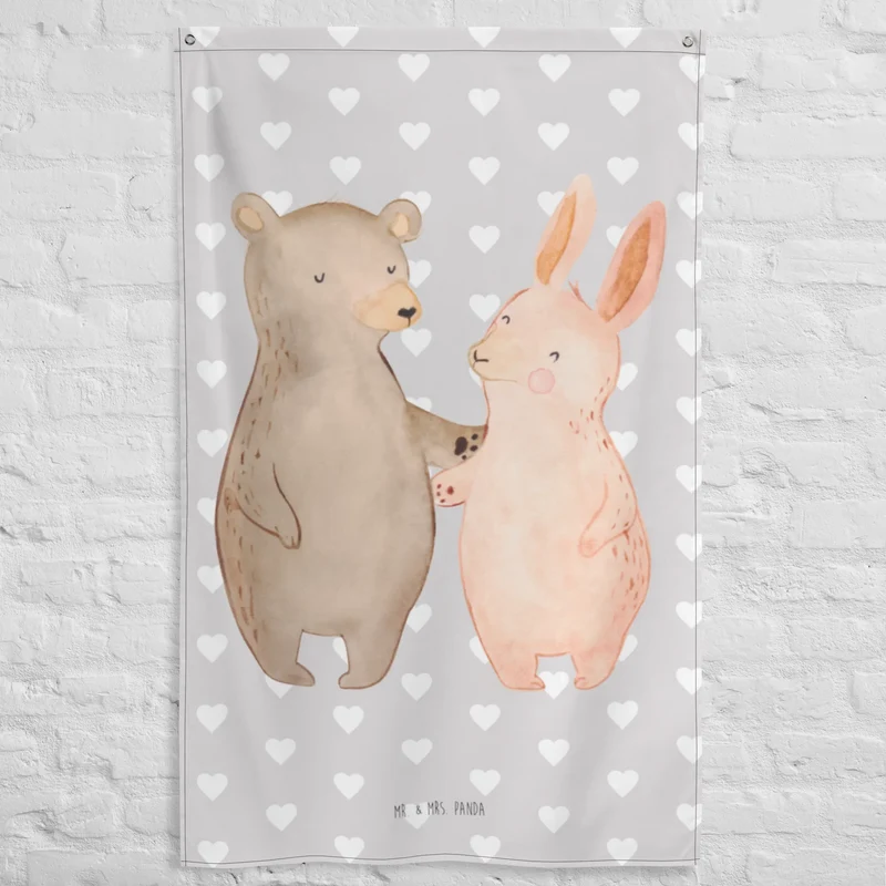 Wandteppich Bär und Hase Umarmen
