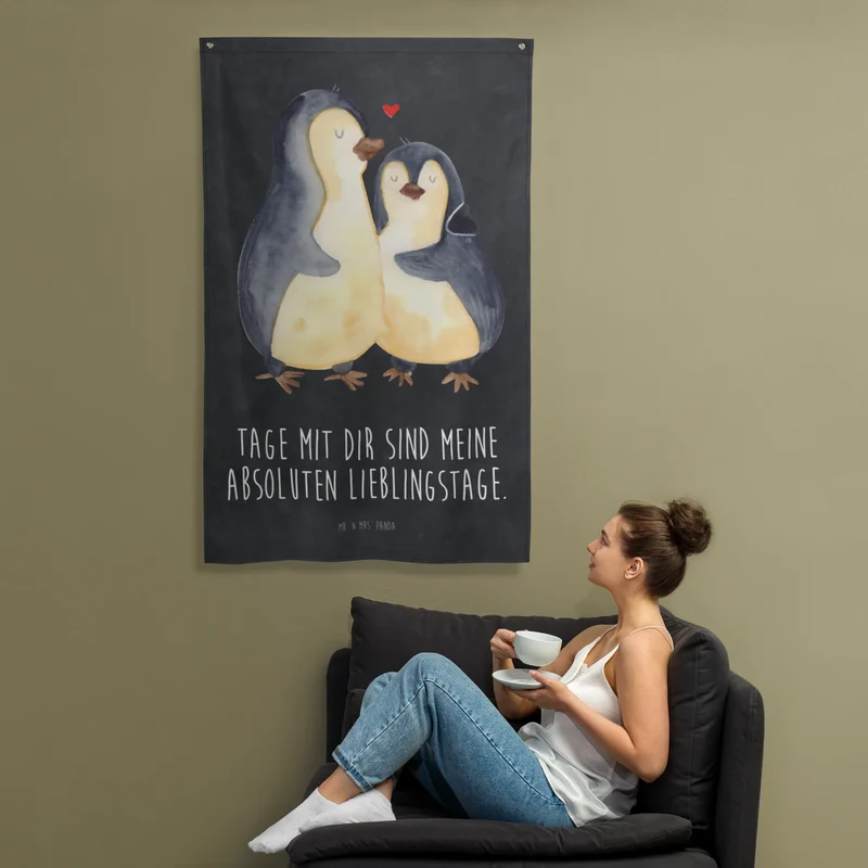 Wandteppich Pinguin umarmen