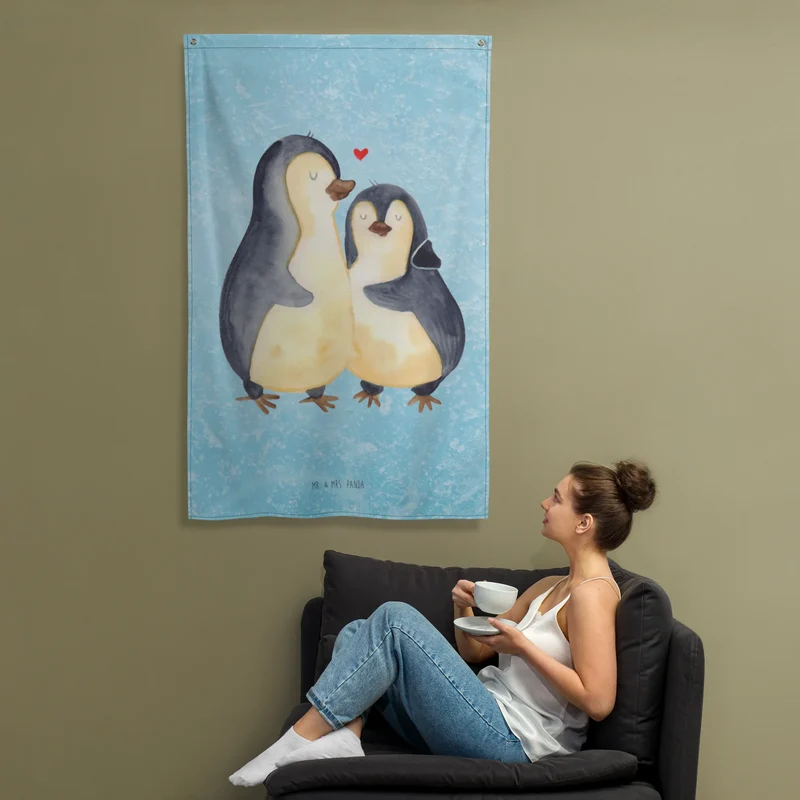 Wandteppich Pinguin umarmen