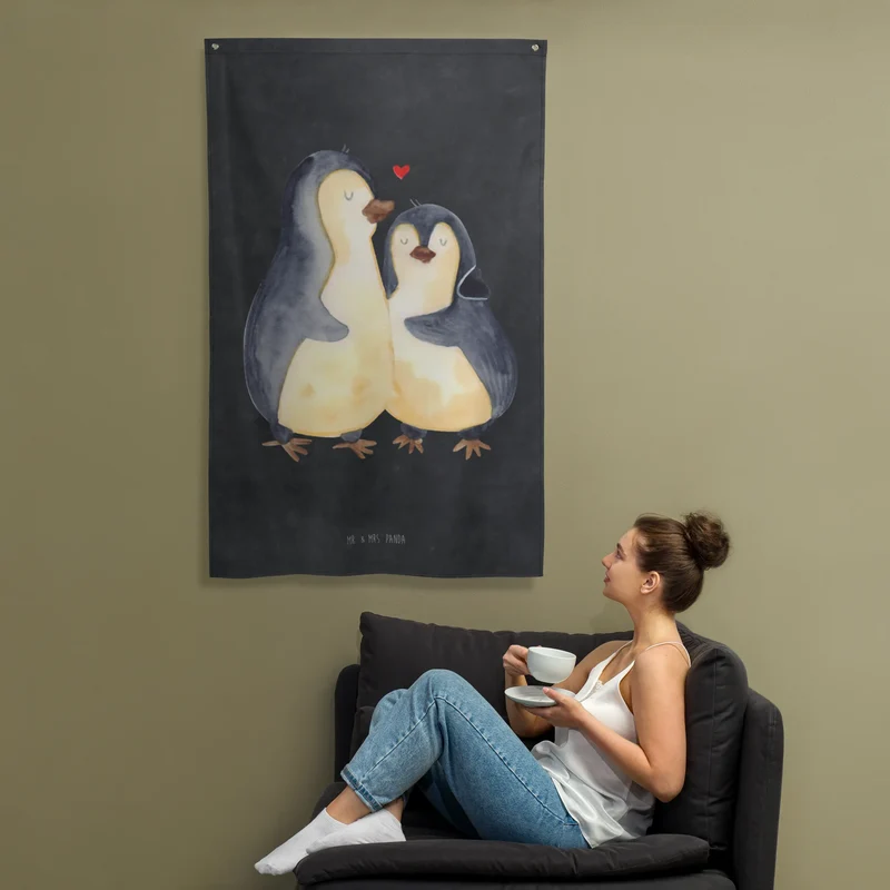 Wandteppich Pinguin umarmen