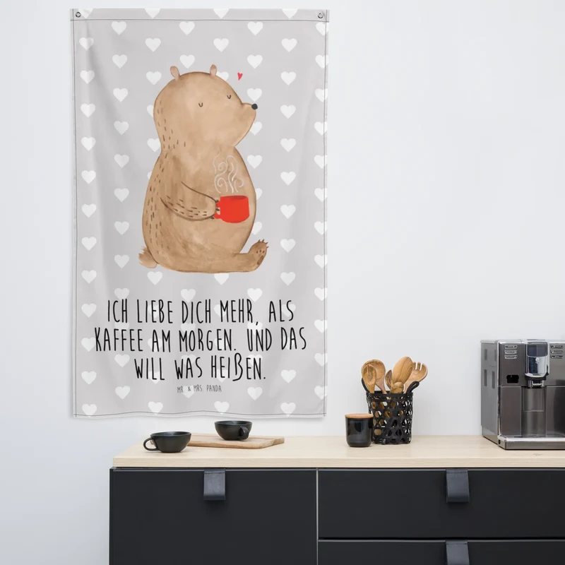 Wandteppich Bär Morgenkaffee