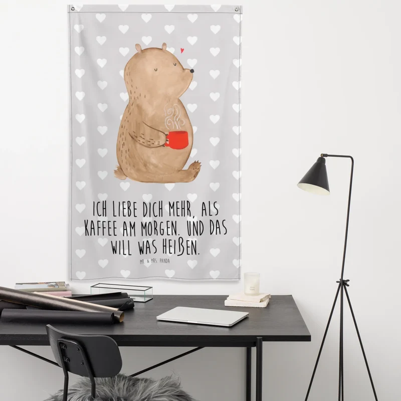 Wandteppich Bär Morgenkaffee